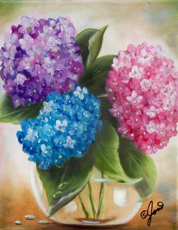 Flowers Art Print featuring the painting Hydrangeas by Joni McPherson