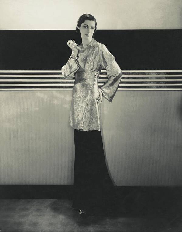 Actress Art Print featuring the photograph Ilke Chase Wearing A Lame Jacket by Edward Steichen