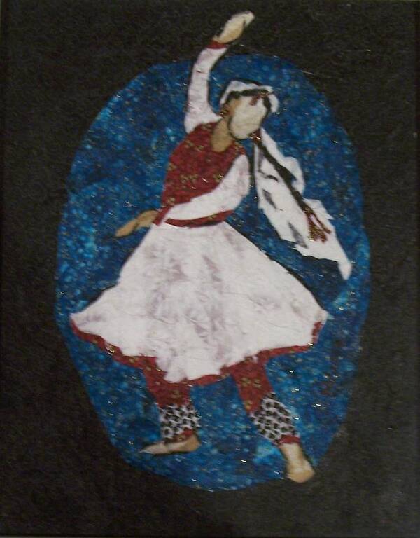 Fabric Art Print featuring the painting Indian Classical Dance Series III by Mihira Karra