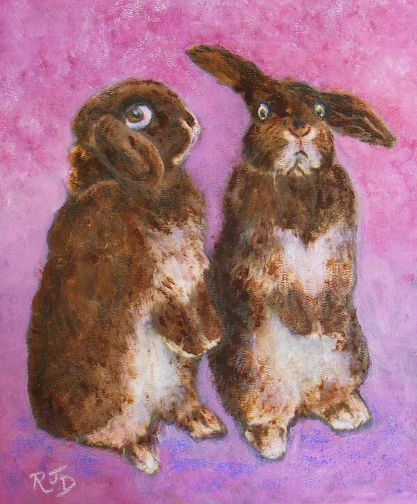 Pet Art Print featuring the painting Indignant Bunny and Friend by Richard James Digance