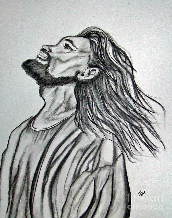 Portrait Art Print featuring the drawing Jesus Christ In Graphite by Janice Pariza
