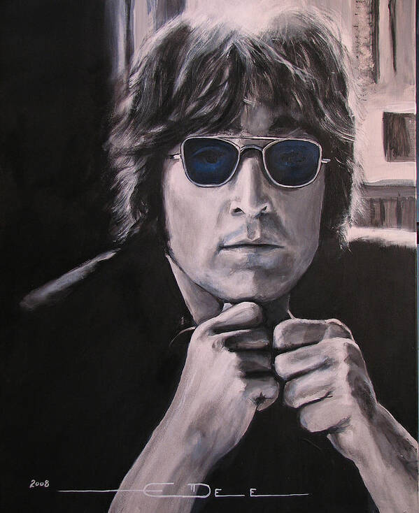 John Lennon Art Print featuring the painting John Lennon - Shades of Blue by Eric Dee