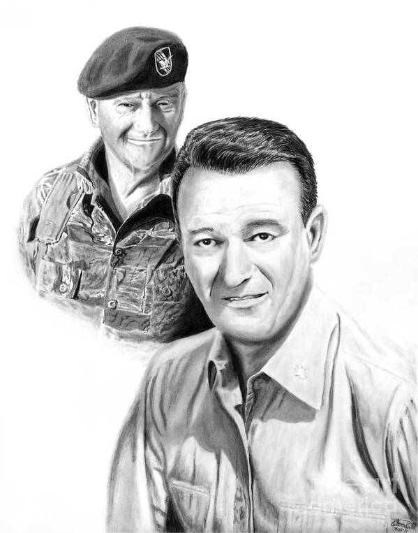 John Wayne Art Print featuring the drawing John Wayne by Peter Piatt