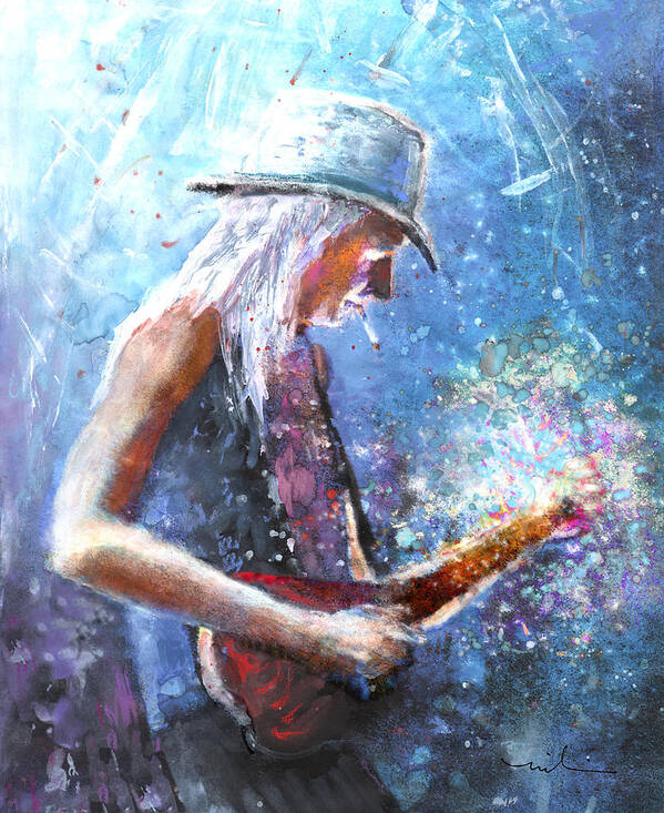 Music Art Print featuring the painting Johnny Winter by Miki De Goodaboom