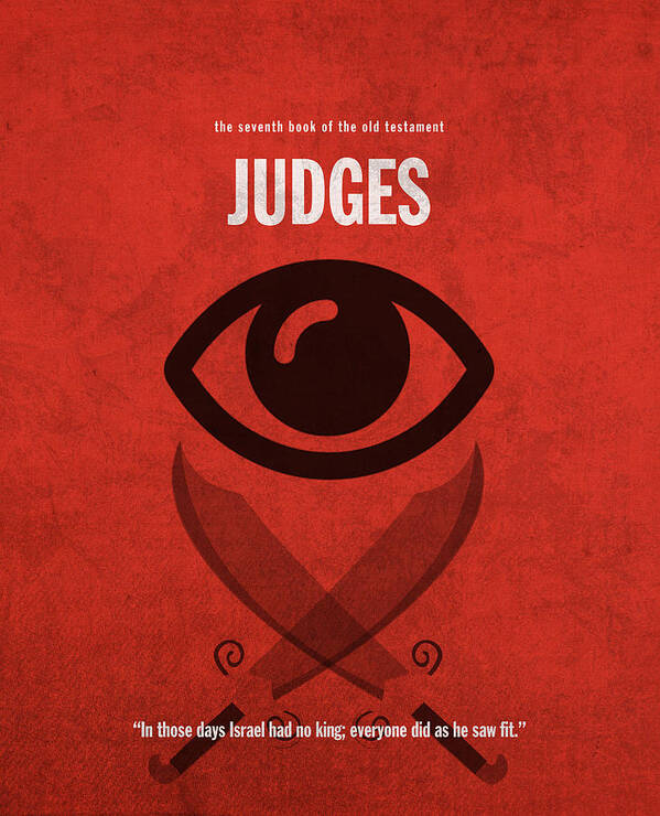 Judges Art Print featuring the mixed media Judges Books of the Bible Series Old Testament Minimal Poster Art Number 7 by Design Turnpike