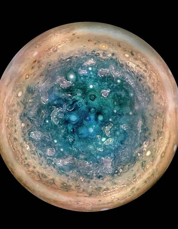 2017 Art Print featuring the photograph Jupiter's South Pole by Nasa/jpl-caltech/swri/msss/betsy Asher Hall/gervasio Robles/science Photo Library