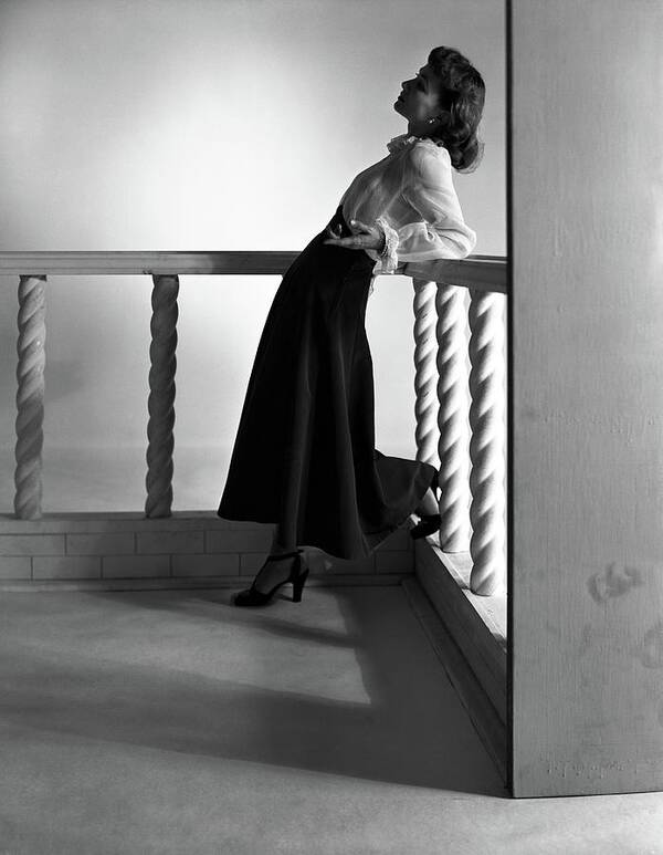 Profile Art Print featuring the photograph Katherine Bard Wearing A Long Skirt by Horst P. Horst