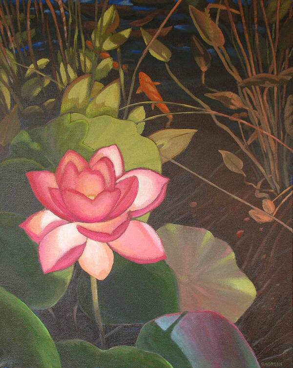 Lotus Flower Art Print featuring the painting Kenton's Lily by Don Morgan