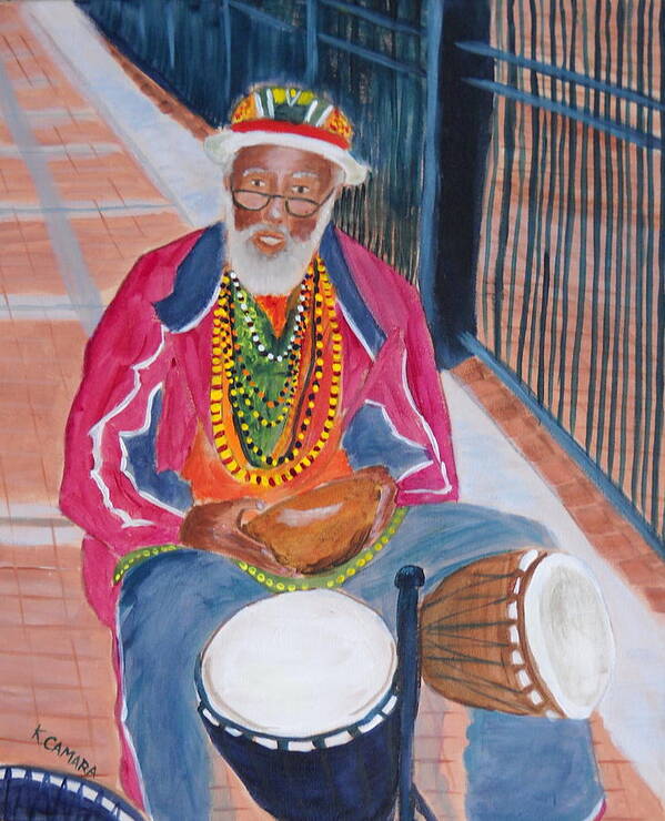 Portraits Art Print featuring the painting Key West Street Musician by Kathie Camara