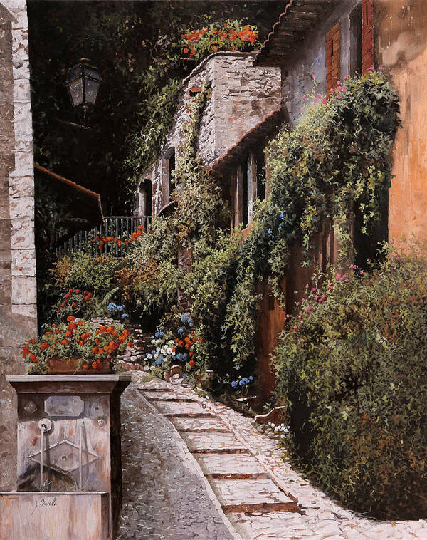 Fountain Art Print featuring the painting La Fontanella by Guido Borelli