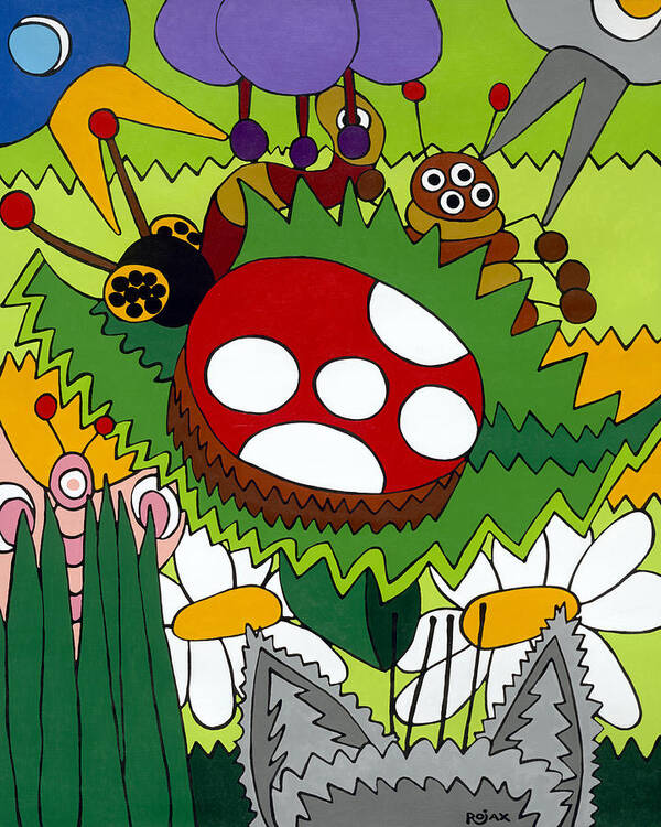 Garden Art Print featuring the painting Lady Bug by Rojax Art