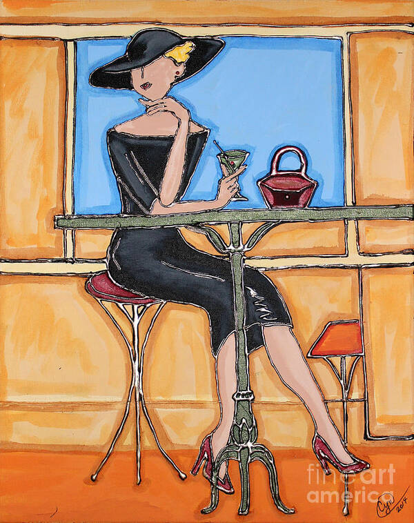 Lady Art Print featuring the painting Lady in Waiting with Martini by Cynthia Snyder
