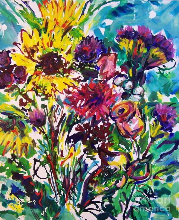 Floral Art Print featuring the painting Late Summer Bouquet by Catherine Gruetzke-Blais