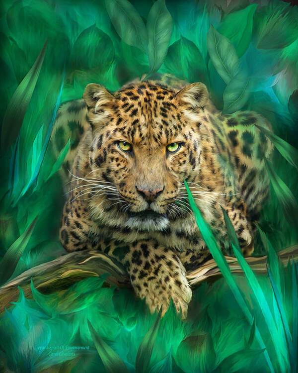 Leopard Art Print featuring the mixed media Leopard - Spirit Of Empowerment by Carol Cavalaris