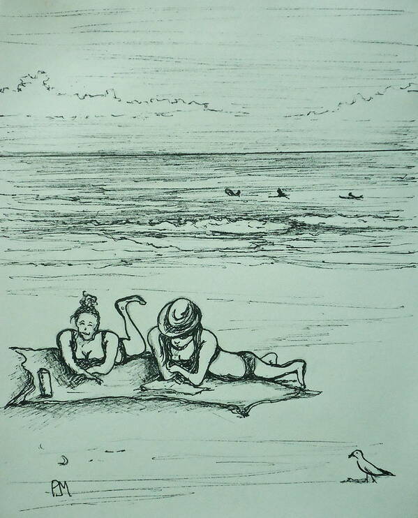 Beach Art Print featuring the drawing Life's a Beach by Pete Maier