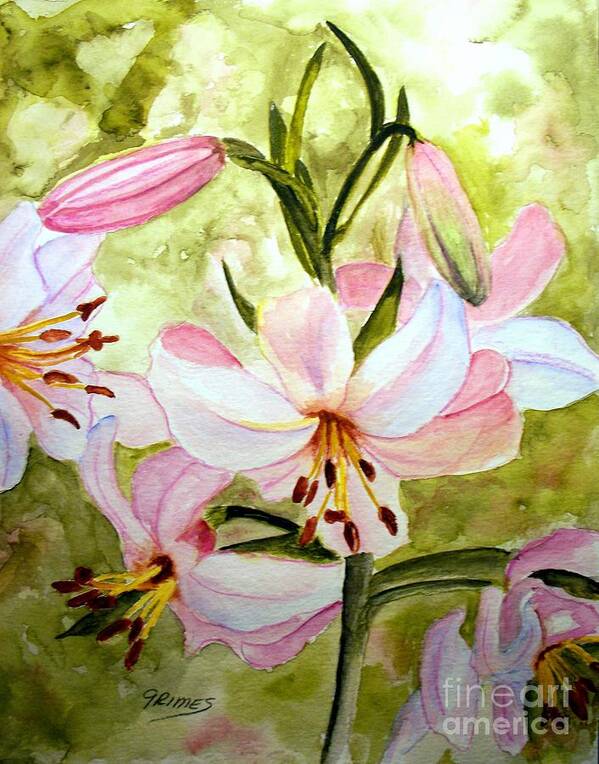 Lily Art Print featuring the painting Lily in Pink by Carol Grimes
