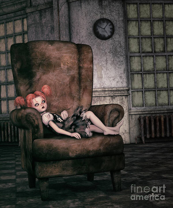 3d Art Print featuring the digital art Lonely Gothic Doll by Jutta Maria Pusl