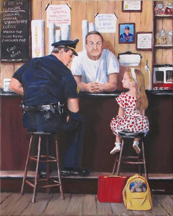 Police Art Print featuring the painting Lost And Found by Jack Skinner