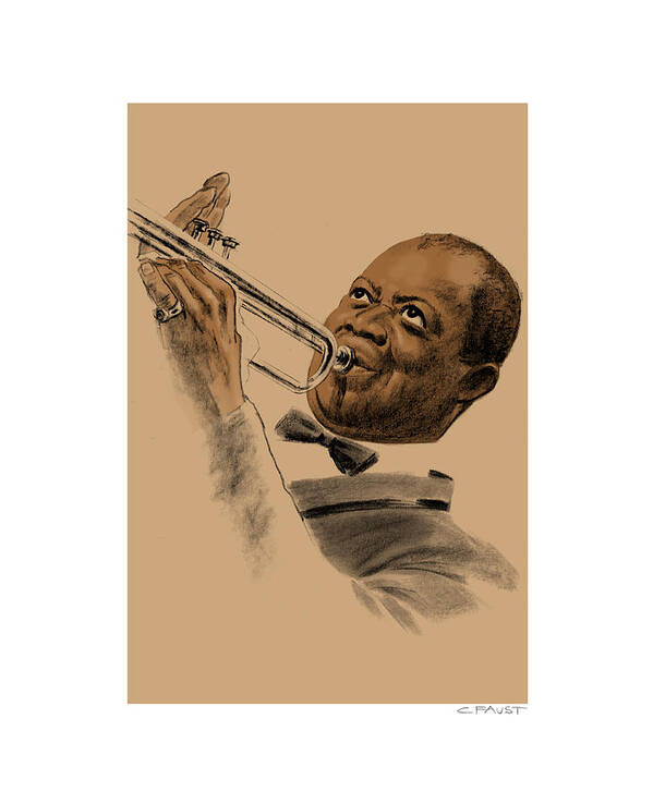 Louis Armstrong Art Print featuring the drawing Louis Armstrong by Clifford Faust