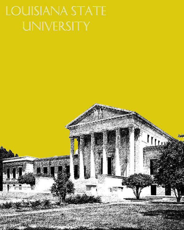 University Art Print featuring the digital art Louisiana State University 2 - Mustard by DB Artist