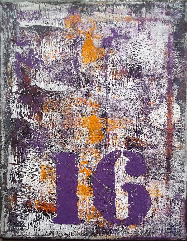 Abstract Painting Paintings Art Print featuring the painting Lucky Number 16 by Belinda Capol