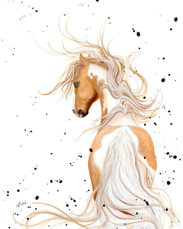 Palomino Horse Pinto Paint Amylyn Bihrle Majestic Art Print featuring the painting Majestic Palomino Pinto by AmyLyn Bihrle
