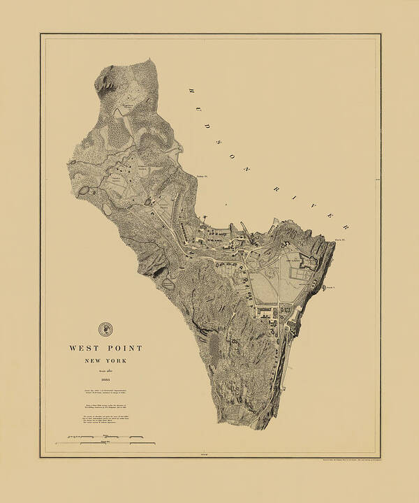 West Point Art Print featuring the photograph Map of West Point 1883 by Andrew Fare