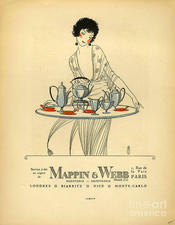 1920s Art Print featuring the drawing Mappin And Webb 1920s France Cc Tea by The Advertising Archives