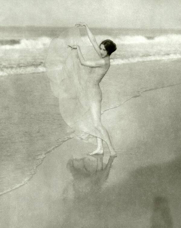 Beauty Art Print featuring the photograph Margaret Severn On A Beach by Arnold Genthe