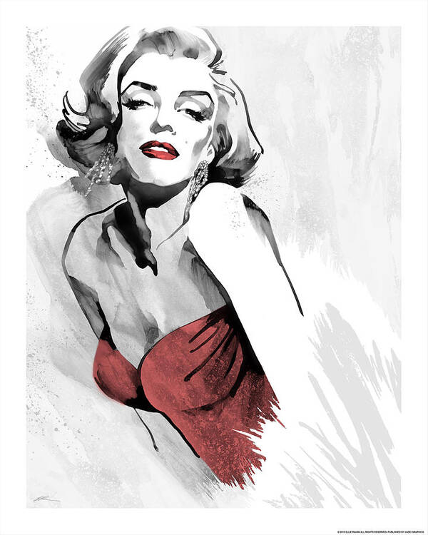 Marilyn Art Print featuring the painting Marilyn's Pose Red Dress by Ellie Rahim