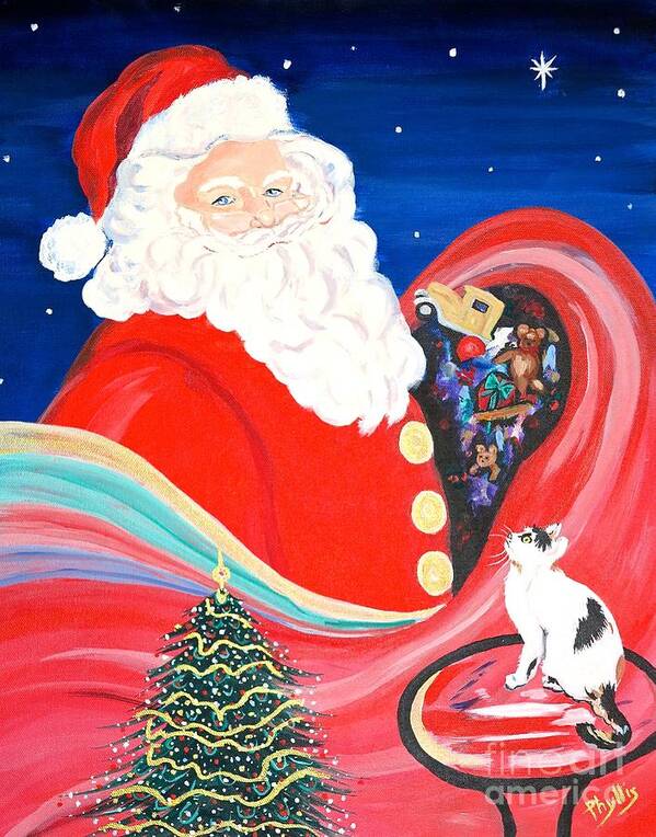 Greeting Card Art Print featuring the painting Santas Sleigh by Phyllis Kaltenbach