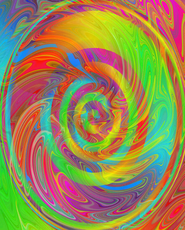 Bright Abstract Art Art Print featuring the digital art Merry Go Round by Kevin Caudill