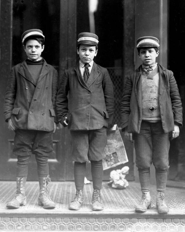 Occupation Art Print featuring the photograph Messenger Boys, Lewis Hine, 1910 by Science Source