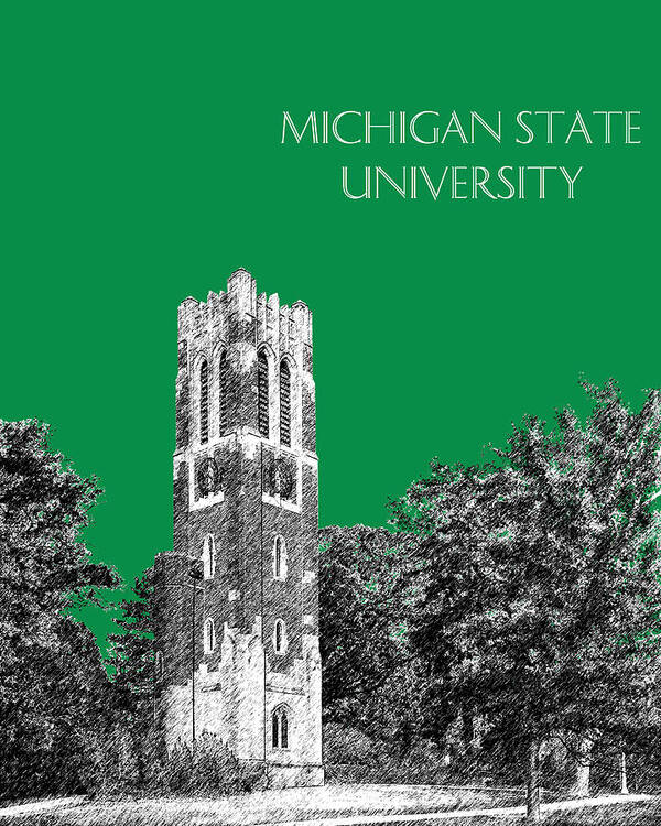University Art Print featuring the digital art Michigan State University - Forest Green by DB Artist