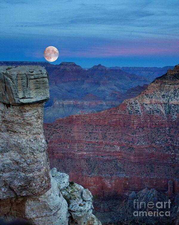 Moon Rise Grand Canyon Art Print featuring the photograph Moon Rise Grand Canyon by Patrick Witz