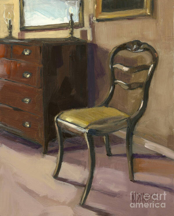 Wooden Chair Art Print featuring the painting SOLD Morning Salutations by Nancy Parsons
