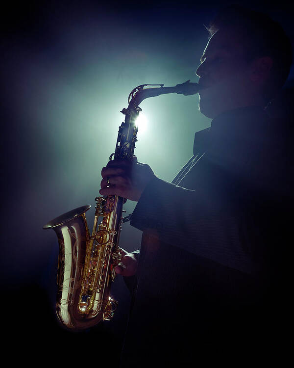 People Art Print featuring the photograph Musician Playing Saxophone by Tooga