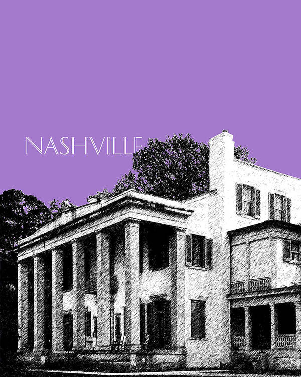 Architecture Art Print featuring the digital art Nashville Skyline Belle Meade Plantation - Violet by DB Artist