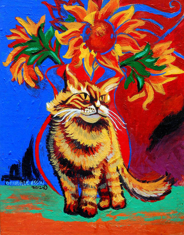 Cat Art Print featuring the painting Natasha by Genevieve Esson