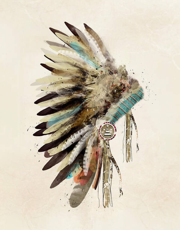 Native Headdress Art Print featuring the painting Native Headdress by Bri Buckley