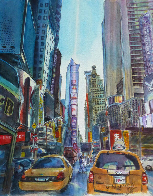 New York City Art Print featuring the painting New York City by Henrieta Maneva