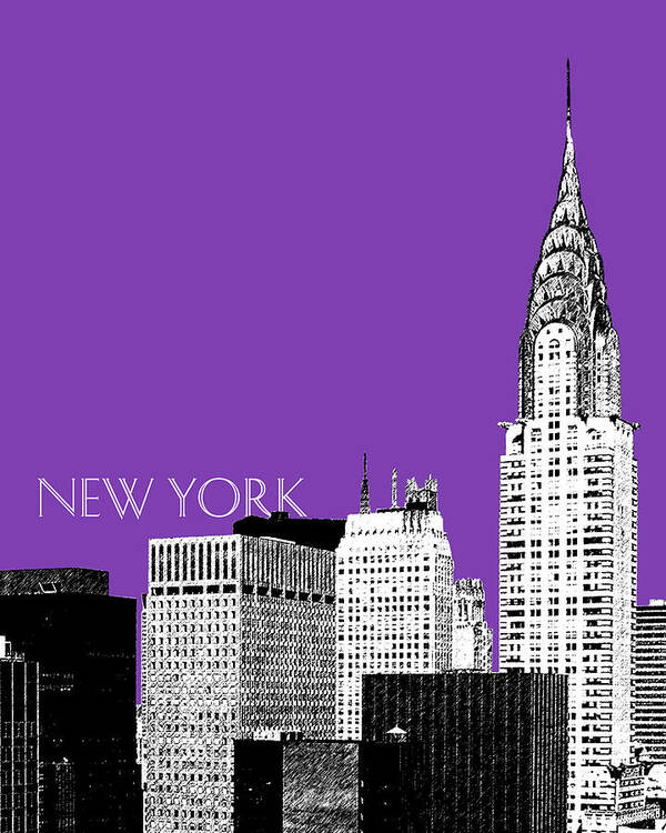 Architecture Art Print featuring the digital art New York Skyline Chrysler Building - Purple by DB Artist