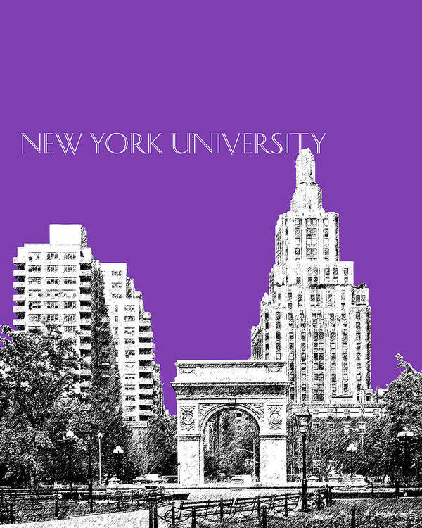 University Art Print featuring the digital art New York University - Washington Square Park - Purple by DB Artist