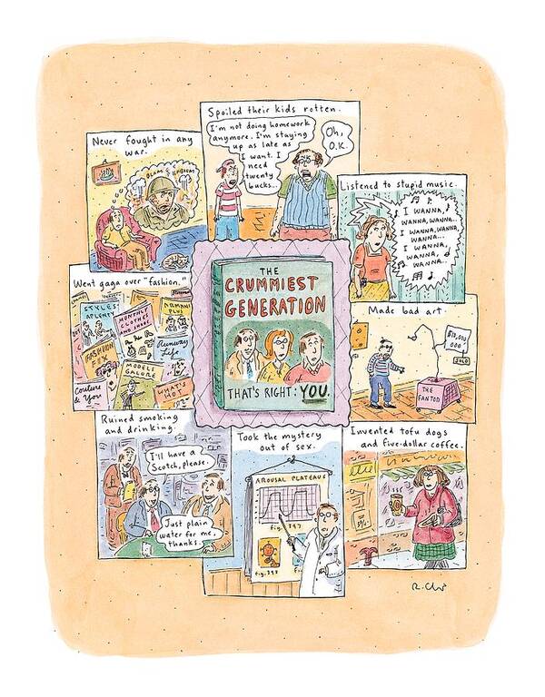 Crummiest Generation Art Print featuring the drawing New Yorker February 8th, 1999 by Roz Chast