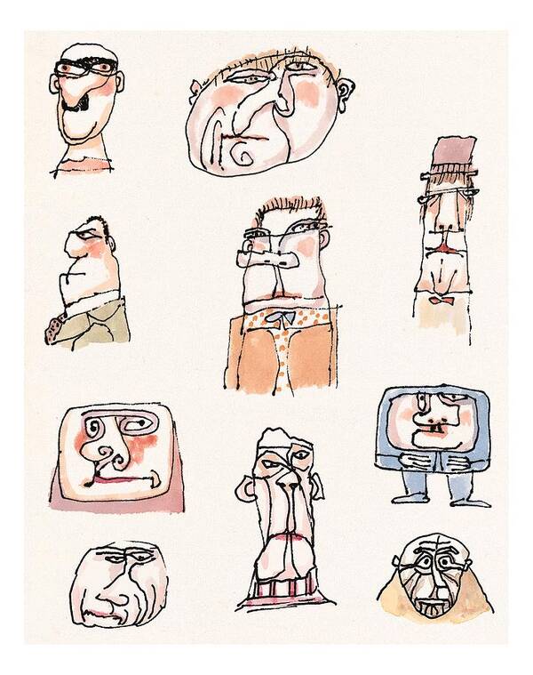 Faces Art Print featuring the drawing New Yorker September 13th, 1999 by William Steig