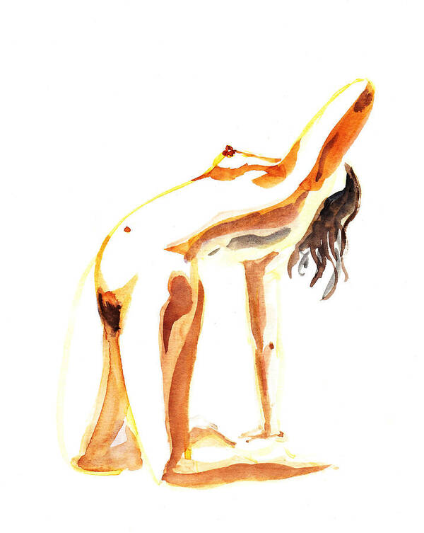 Nude Art Print featuring the painting Nude Model Gesture III by Irina Sztukowski
