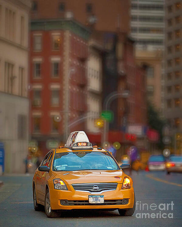 New York City Art Print featuring the digital art Taxi by Jerry Fornarotto