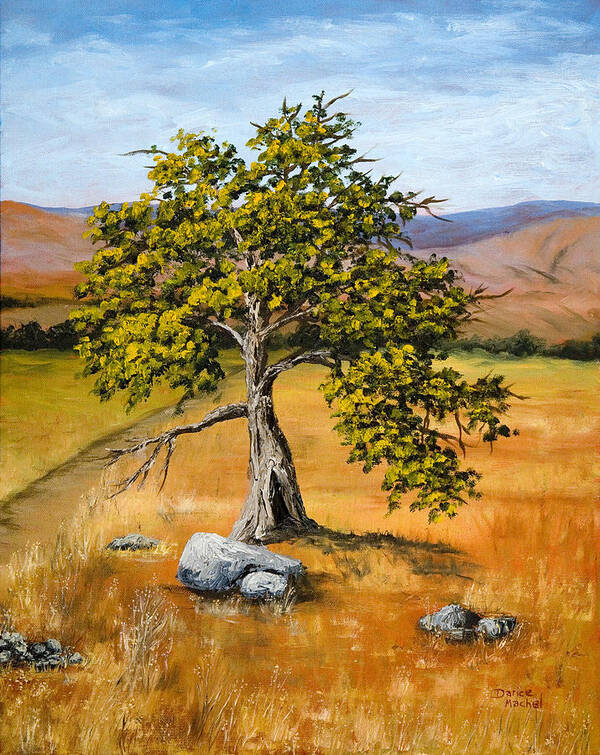 Landscape Art Print featuring the painting Oak Tree by Darice Machel McGuire