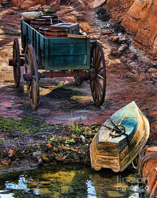 Town Of Tumbleweed Art Print featuring the photograph Old Fashion Cart And Boat by Lee Dos Santos