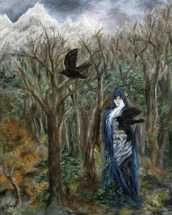Odin Art Print featuring the painting The Raven God by FT McKinstry